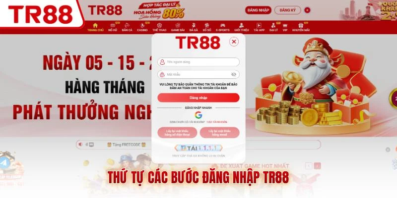 Thứ tự các bước đăng nhập TR88